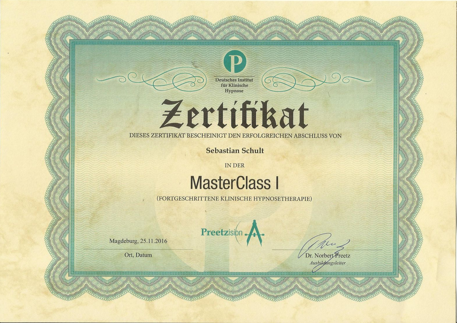 Zertifikat MasterClass 1